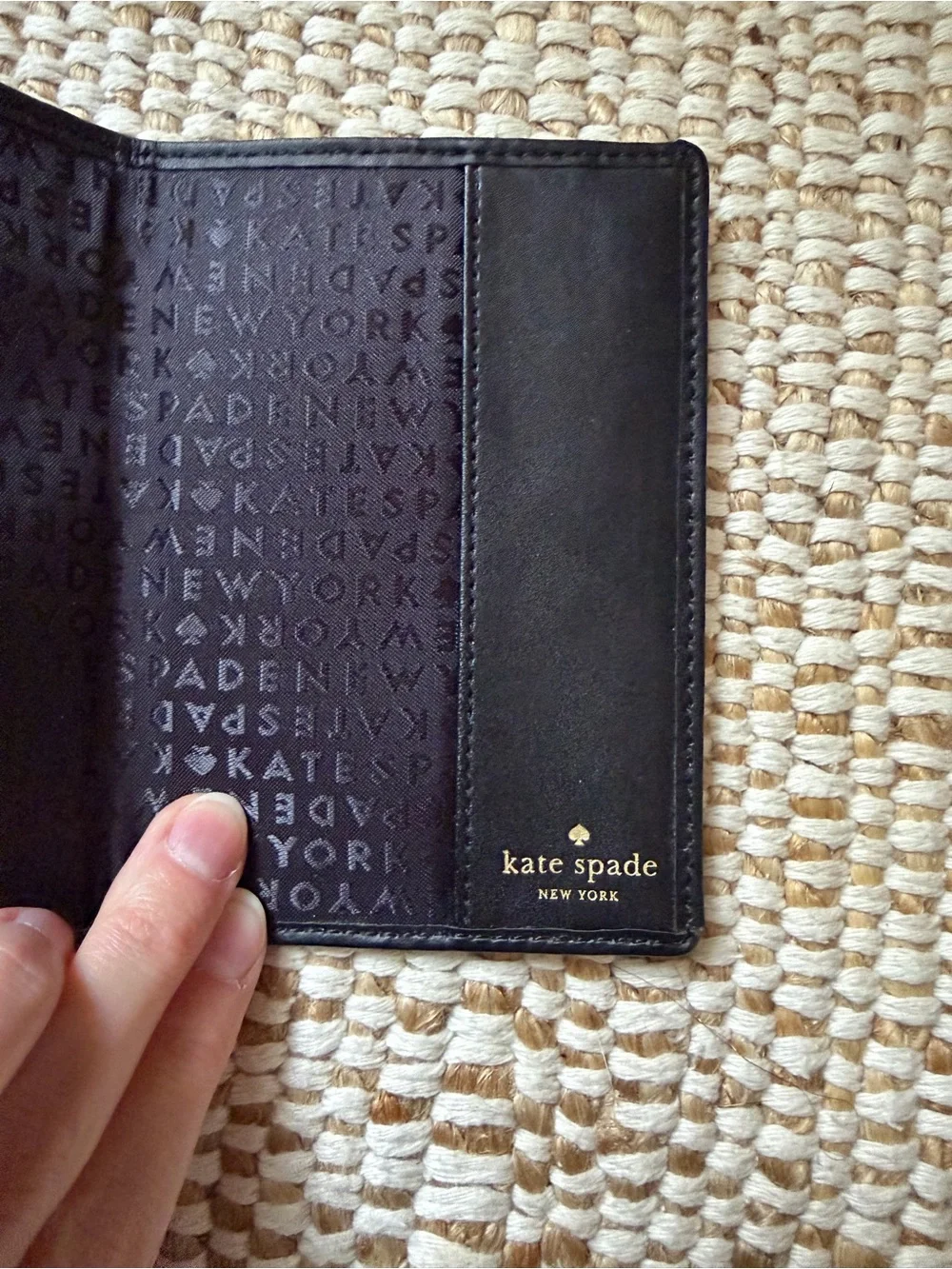 Kate Spade New York Black Leather Travel Passport Cover